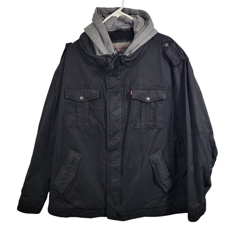 Men's Levi's Military Trucker Jacket with a Removable Hood and Bib Size 3XL